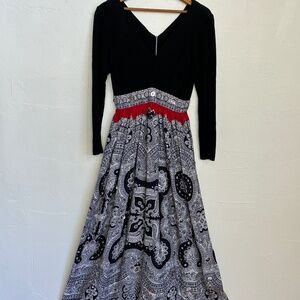 Vintage Maxi Dress Holiday Bohemian 1970s Indian